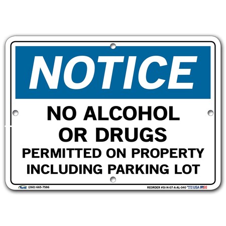 Vestil Aluminum Sign, 7-1/2" Height, 10-1/2" Width, Aluminum, Rectangle, English SI-N-07-A-AL-040